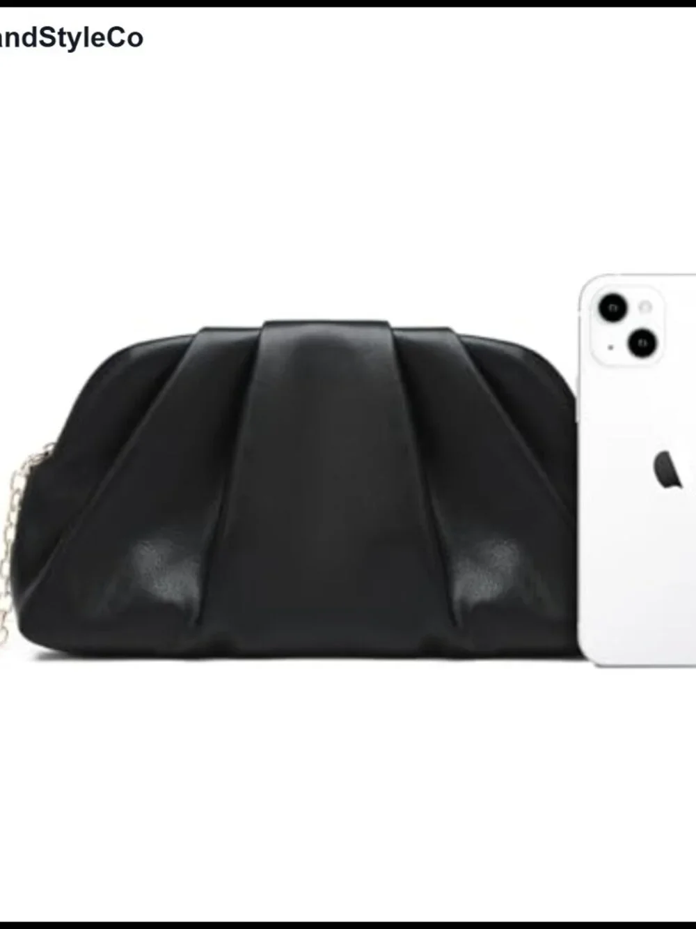 Fashion Cloud Shape Fold Leather Clutch Evening Bag with Chain